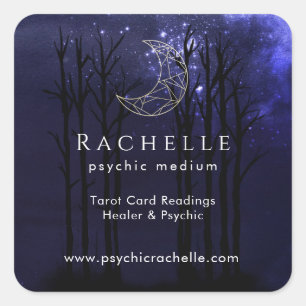 Purple Tarot Card Phsychic Medium with Moon Stars Square Sticker