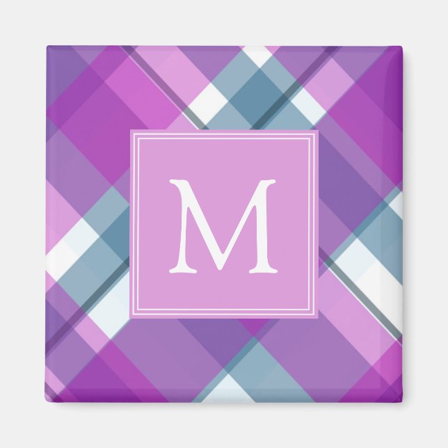 Purple Tartan Monogram Magnet (Front)