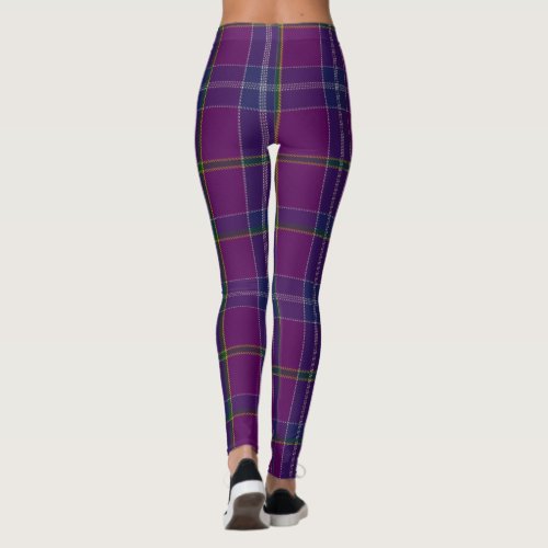 Purple tartan pattern leggings