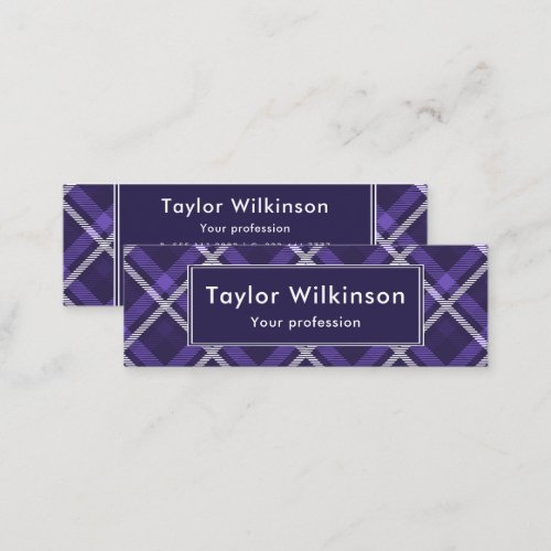 Purple Tartan Pattern Mini Business Card