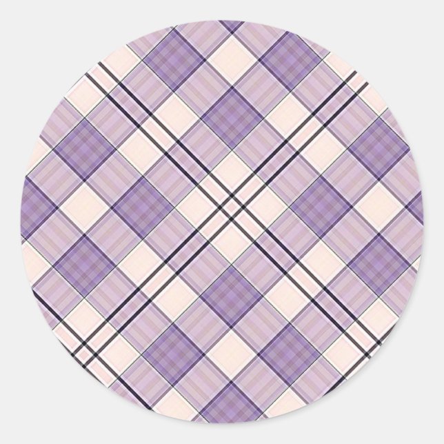 Purple Tartan Plaid Classic Round Sticker (Front)
