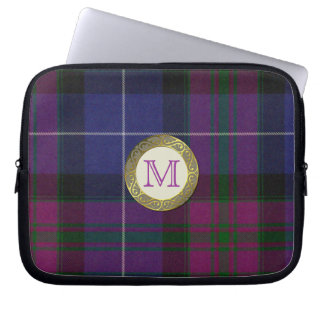 Purple Tartan Plaid Monogram Laptop Cover