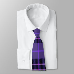 Purple Tartan Plaid Neck Tie