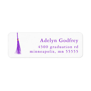 Purple Tassel Graduation Return Address Label