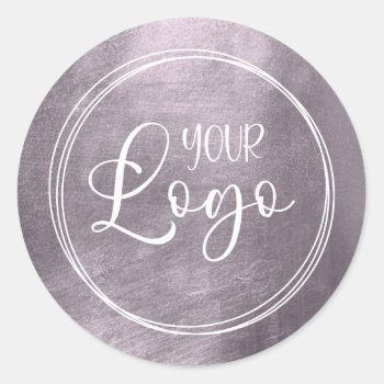 Purple Taupe Shiny Faux Foil For Your Logo Classic Round Sticker by purplestuff at Zazzle