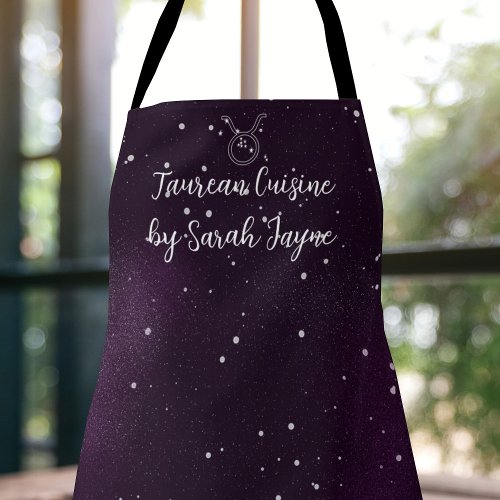 Purple Taurus Zodiac Sign Constellation Apron