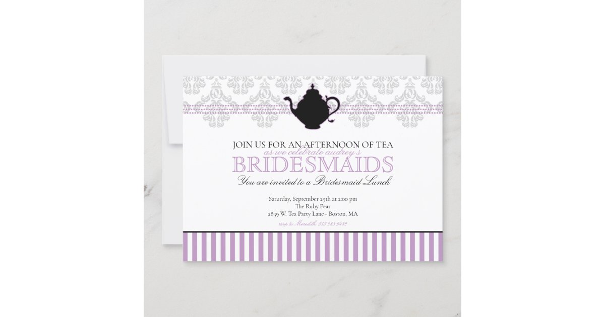 Purple Tea Party Invitation Zazzle