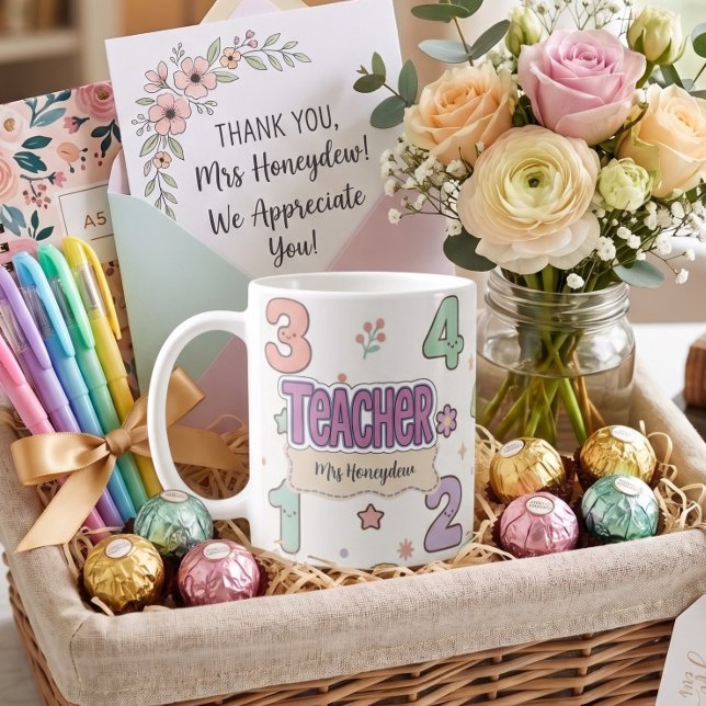Purple Teacher School Numbers Pattern  Coffee Mug (Creator Uploaded)