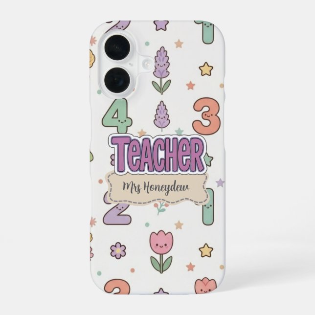 Purple Teacher School Numbers Pattern  Iphone Case (Back)