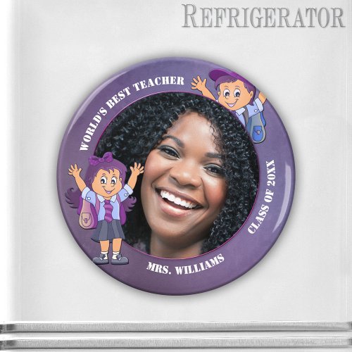 Purple Teacher Thank You Custom Photo Magnet