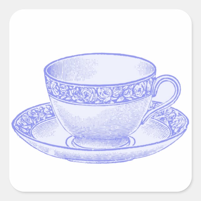 Purple Teacup Square Sticker (Front)