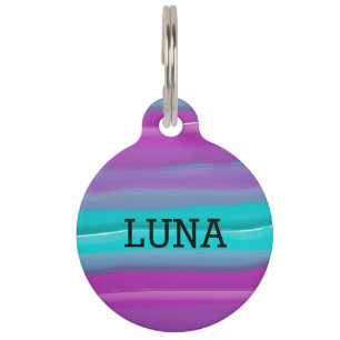 Purple Teal Abstract Pet ID Tag