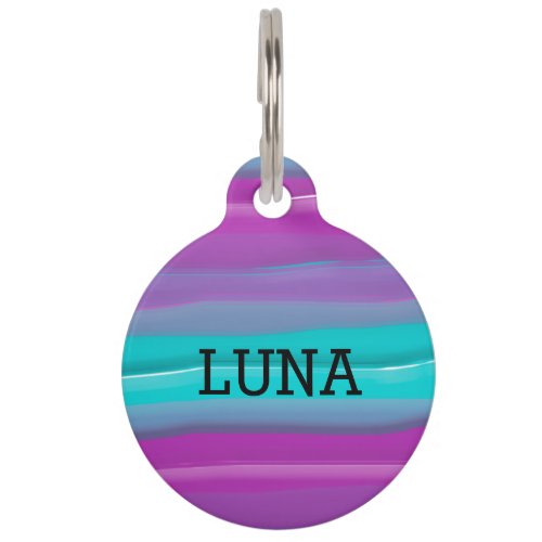 Purple Teal Abstract  Pet ID Tag