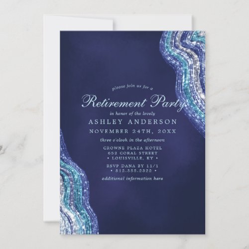 Purple Teal Agate Geode Gemstone Retirement Party Invitation