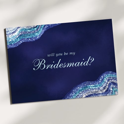 Purple Teal Agate Geode Will You Be My Bridesmaid Invitation