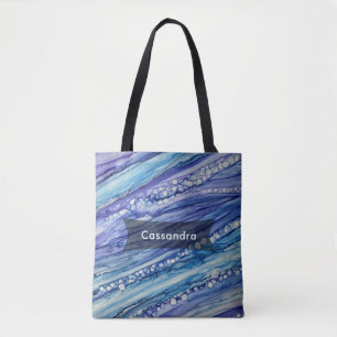 Purple, Teal and Blue Abstract Liquid Art Tote Bag