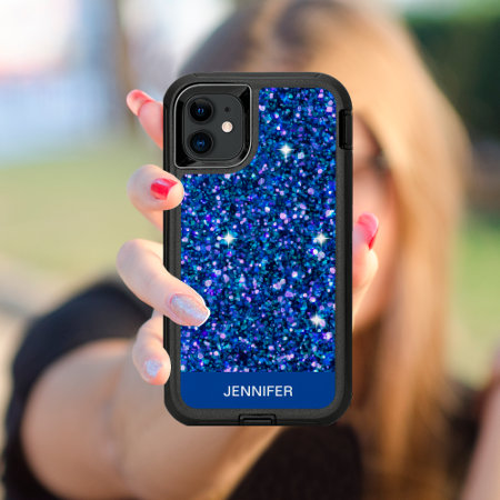 Purple Teal And Blue Glitter Monogram Otterbox Defender Iphone 11 Case