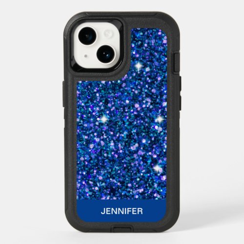 Purple Teal And Blue Glitter Monogram OtterBox OtterBox iPhone 14 Case