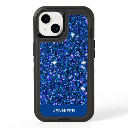 Purple Teal And Blue Glitter Monogram OtterBox OtterBox iPhone 14 Case