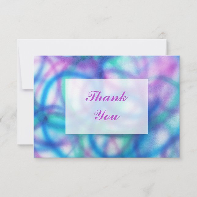 Purple, Teal and Blue Thank You Message Card (Front)