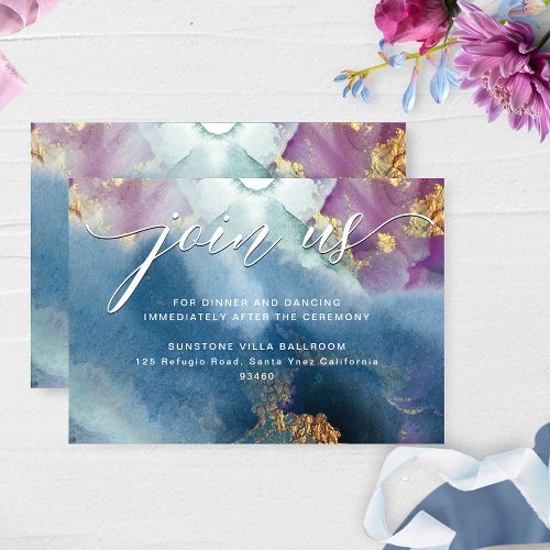 Purple Teal and Blue Watercolor Reception Details Enclosure Card