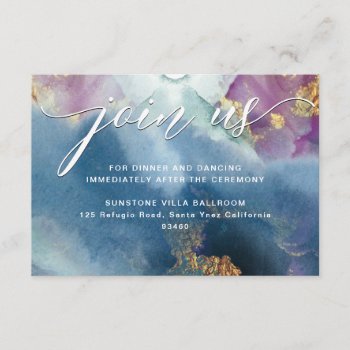Purple, Teal and Blue Watercolor Reception Details Enclosure Card