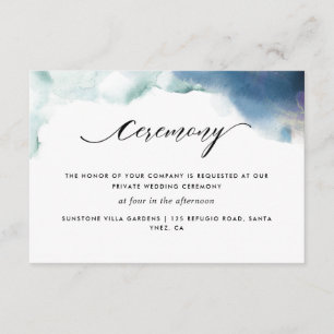 Purple, Teal and Blue Watercolor Wedding Ceremony Enclosure Card