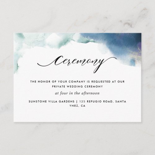 Purple Teal and Blue Watercolor Wedding Ceremony Enclosure Card