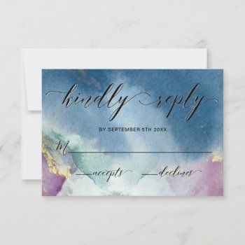 Purple, Teal and Blue Watercolor Wedding RSVP