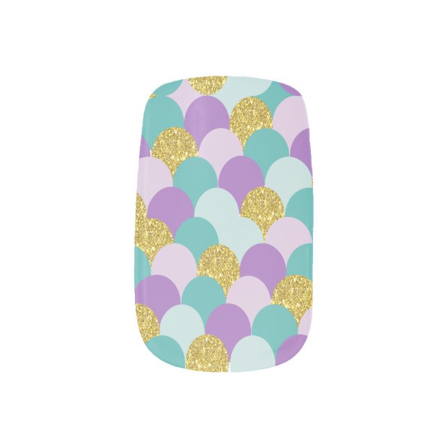 Purple Teal and Glitter Mermaid | Minx Nail Art (Left Thumb)