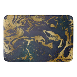 Purple Teal and Gold Marble Bath Mat