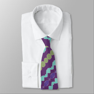 Purple Teal And Green Patterned Neck Tie