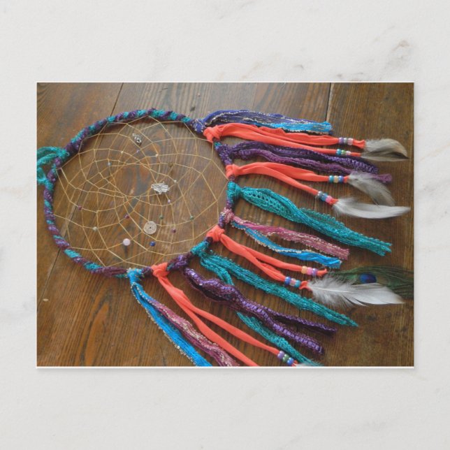 Purple teal and pink dreamcatcher postcard (Front)