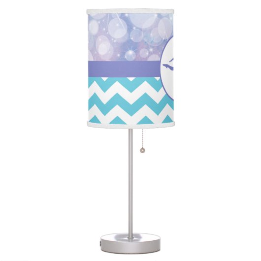 Purple Teal Aqua Gymnastics Silhouette Lamp (Left)