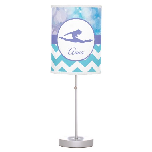 Purple Teal Aqua Gymnastics Silhouette Lamp (Front)
