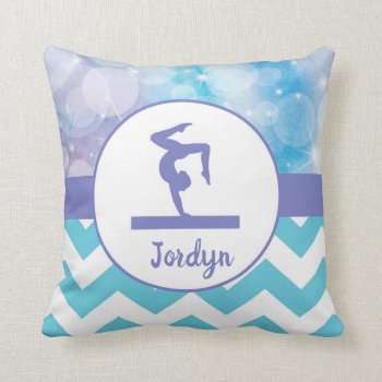 Purple Teal Aqua Gymnastics Throw Pillow by Kookyburra at Zazzle