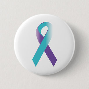 Purple & Teal Awareness Ribbon Button