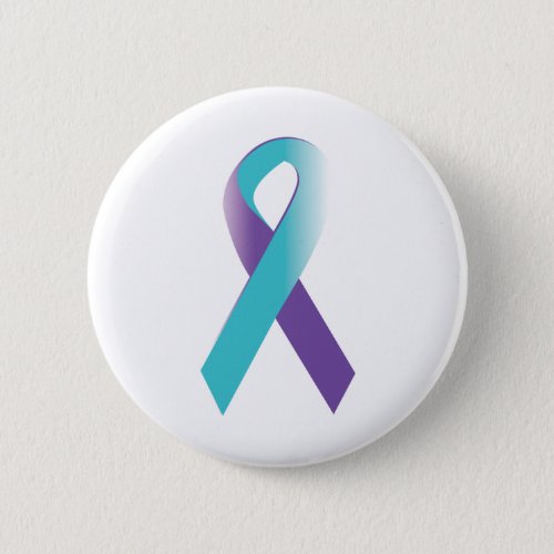 Purple  Teal Awareness Ribbon Button