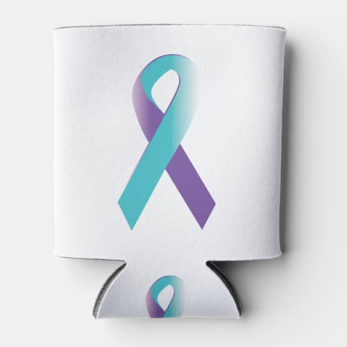 Purple  Teal Awareness Ribbon Can Cooler