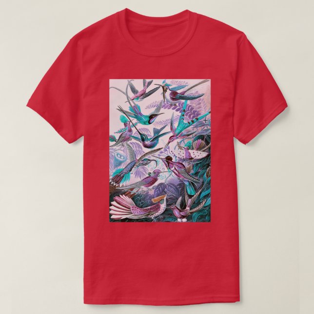 Purple Teal Birds of Paradise Long T-Shirt (Design Front)
