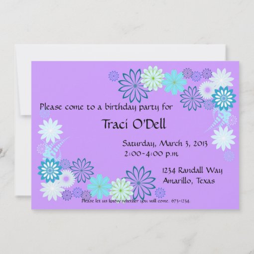 Purple & Teal Birthday Invitation Zazzle