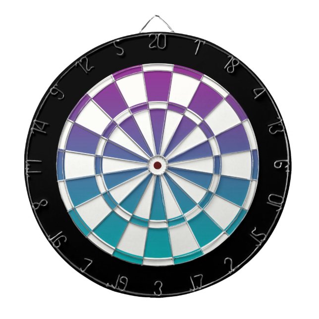 Purple Teal Black And White Dartboard (Front)