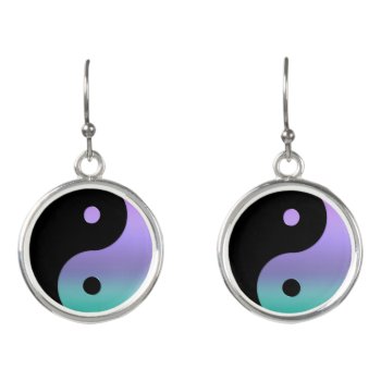 Purple Teal Black Yin Yang Symbol Earrings by BecometheChange at Zazzle