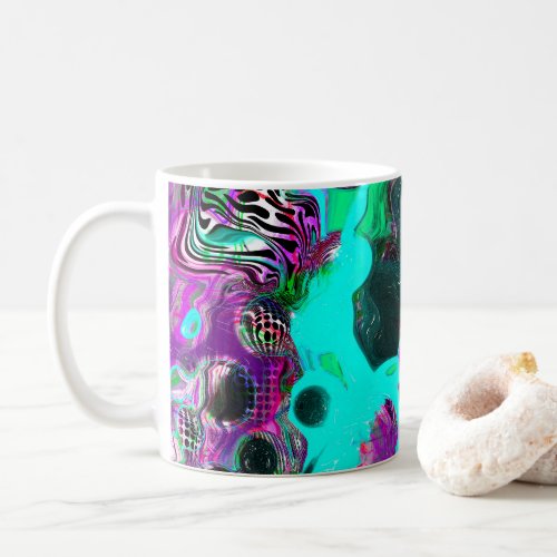 Purple Teal Blue Black Colorful Abstract Fluid  Coffee Mug