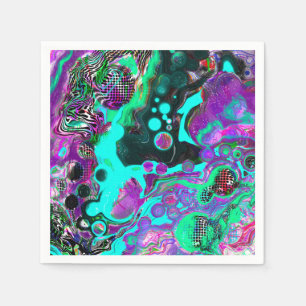 Purple, Teal, Blue, Black Colorful Abstract Fluid Napkins