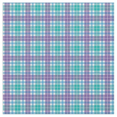 Purple Teal Blue Cool Summer Rainbow Plaid Tartan Fabric