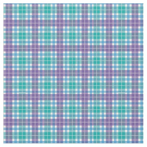 Purple Teal Blue Cool Summer Rainbow Plaid Tartan Fabric