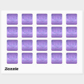 Purple, Teal Blue Floral 1.5" Sq. Wedding Favor Square Sticker (Sheet)