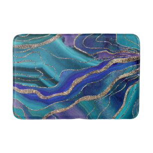 Purple Teal Blue Galaxy Nebula Agate Glitter Glam Bath Mat