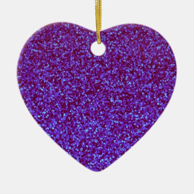Purple teal blue glitter combo heart ornament (Front)